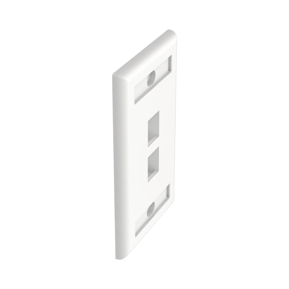 Placa de Pared Vertical, Salida Para 2 Puertos Keystone, Con Espacios Para Etiquetas, Color Blanco