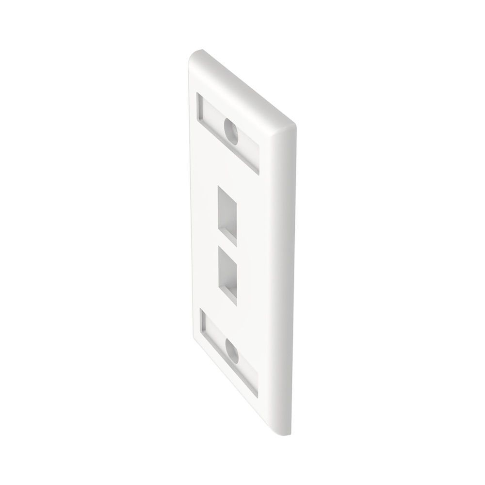 Placa de Pared Vertical, Salida Para 2 Puertos Keystone, Con Espacios Para Etiquetas, Color Blanco