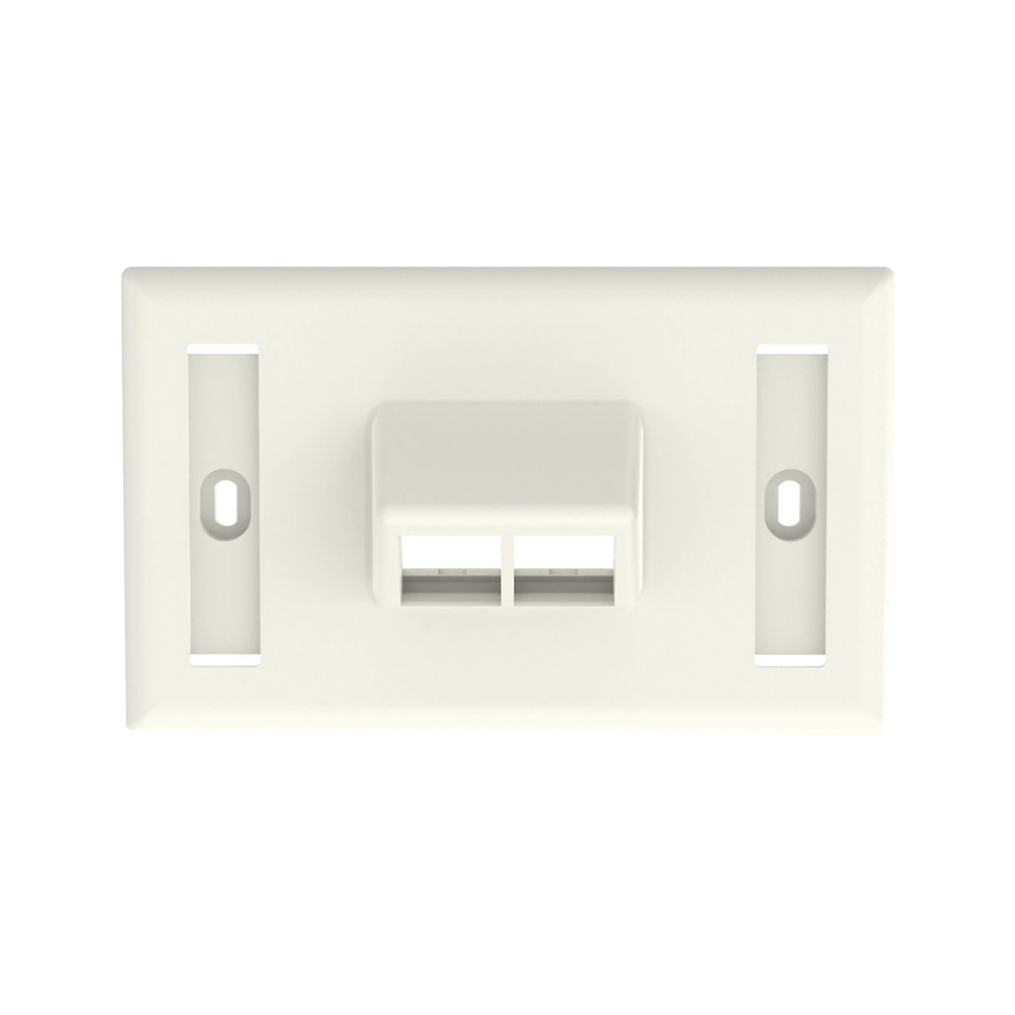 Placa de Pared Horizontal, Salida Para 2 Puertos Keystone, Con Espacios Para Etiquetas, Color Blanco Mate