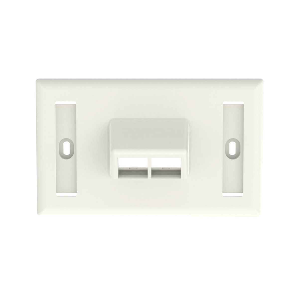 Placa de Pared Horizontal, Salida Para 2 Puertos Keystone, Con Espacios Para Etiquetas, Color Blanco Mate