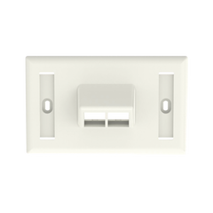 Placa de Pared Horizontal, Salida Para 2 Puertos Keystone, Con Espacios Para Etiquetas, Color Blanco Mate