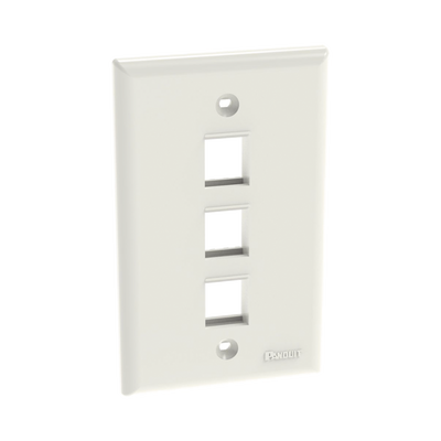 Placa de Pared Vertical, Salida Para 3 Puertos Keystone, Color Blanco Mate