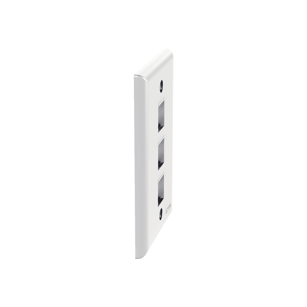 Placa de Pared Vertical, Salida Para 3 Puertos Keystone, Color Blanco