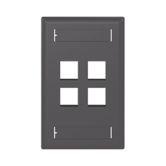 Placa de Pared Vertical, Salida Para 4 Puertos Keystone, Con Espacios Para Etiquetas, Color Negro