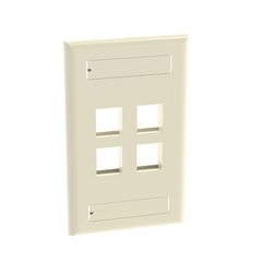 Placa de Pared Vertical, Salida Para 4 Puertos Keystone, Con Espacios Para Etiquetas, Color Marfil