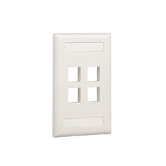 Placa de Pared Vertical, Salida Para 4 Puertos Keystone, Con Espacios Para Etiquetas, Color Blanco Mate