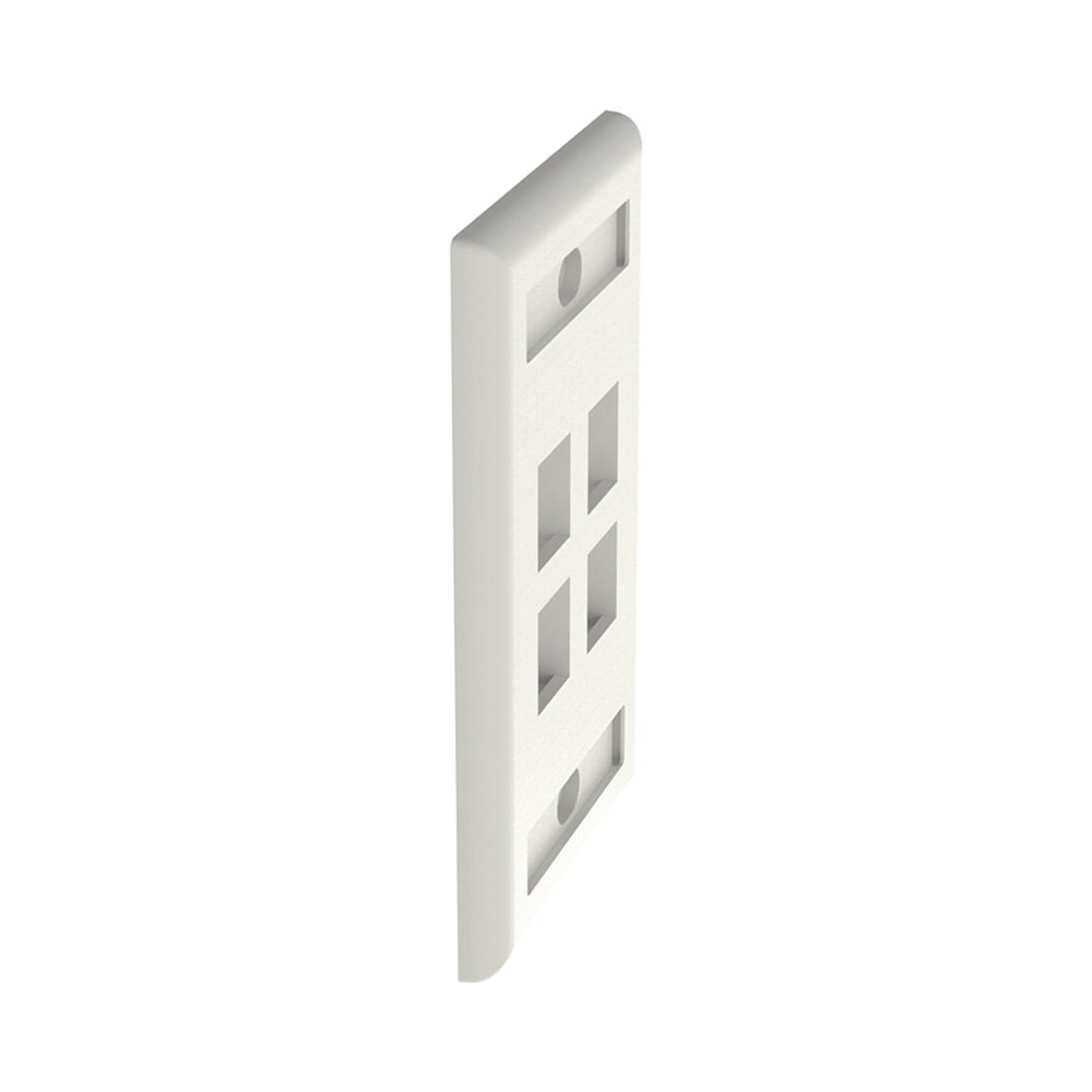 Placa de Pared Vertical, Salida Para 4 Puertos Keystone, Con Espacios Para Etiquetas, Color Blanco Mate