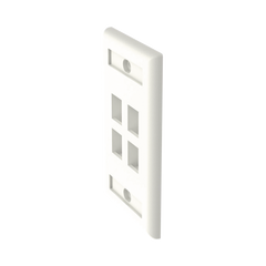 Placa de Pared Vertical, Salida Para 4 Puertos Keystone, Con Espacios Para Etiquetas, Color Blanco Mate