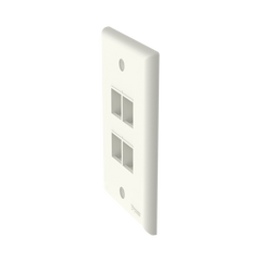 Placa de Pared Vertical, Salida Para 4 Puertos Keystone, Color Blanco Mate
