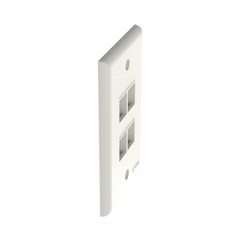 Placa de Pared Vertical, Salida Para 4 Puertos Keystone, Color Blanco Mate