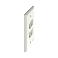 Placa de Pared Vertical, Salida Para 4 Puertos Keystone, Color Blanco Mate