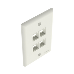 Placa de Pared Vertical, Salida Para 4 Puertos Keystone, Color Blanco Mate
