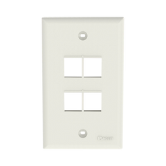 Placa de Pared Vertical, Salida Para 4 Puertos Keystone, Color Blanco Mate