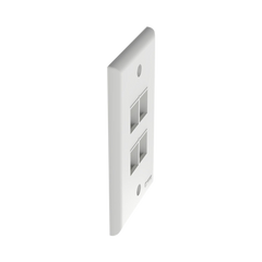 Placa de Pared Vertical, Salida Para 4 Puertos Keystone, Color Blanco