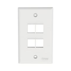 Placa de Pared Vertical, Salida Para 4 Puertos Keystone, Color Blanco