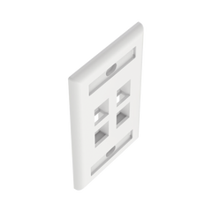 Placa de Pared Vertical, Salida Para 4 Puertos Keystone, Con Espacios Para Etiquetas, Color Blanco