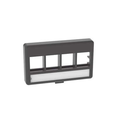 Placa de Mobiliario Modular Estándar, Salidas Para 4 Puertos Keystone, Color Negro