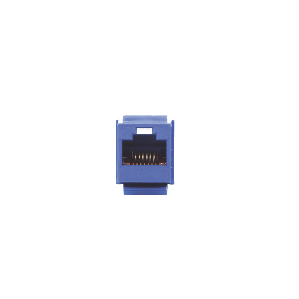 Conector Jack Estilo Leadframe, Tipo Keystone, Categoría 5e, de 8 Posiciones y 8 Cables, Color Azul