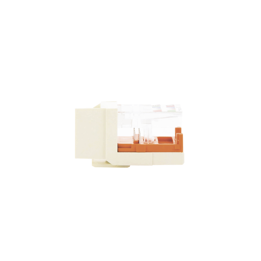 Conector Jack Estilo Leadframe, Tipo Keystone, Categoría 5e, de 8 Posiciones y 8 Cables, Color Blanco Mate
