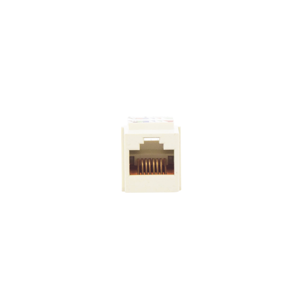 Conector Jack Estilo Leadframe, Tipo Keystone, Categoría 5e, de 8 Posiciones y 8 Cables, Color Blanco Mate