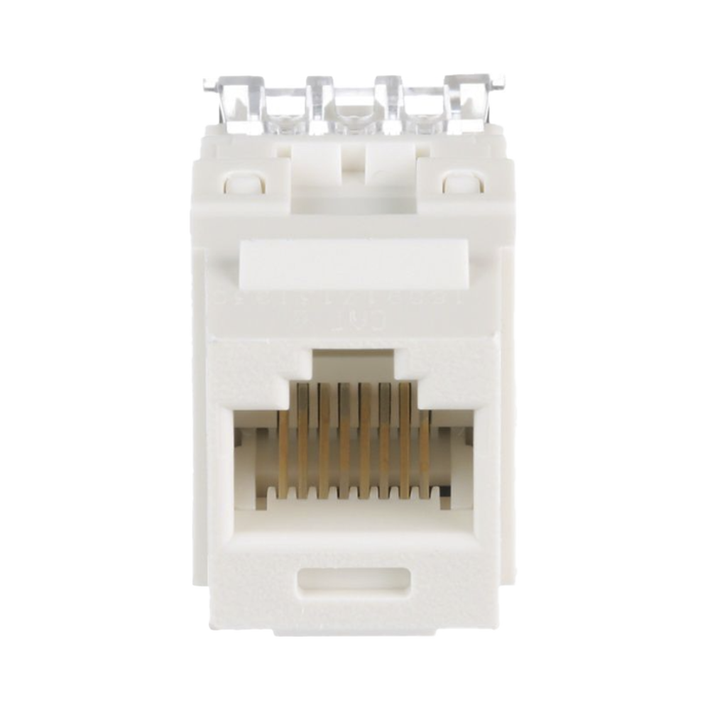Conector Jack Estilo 110 (de Impacto), Tipo Keystone, Categoría 6, de 8 Posiciones y 8 Cables, Color Blanco Mate