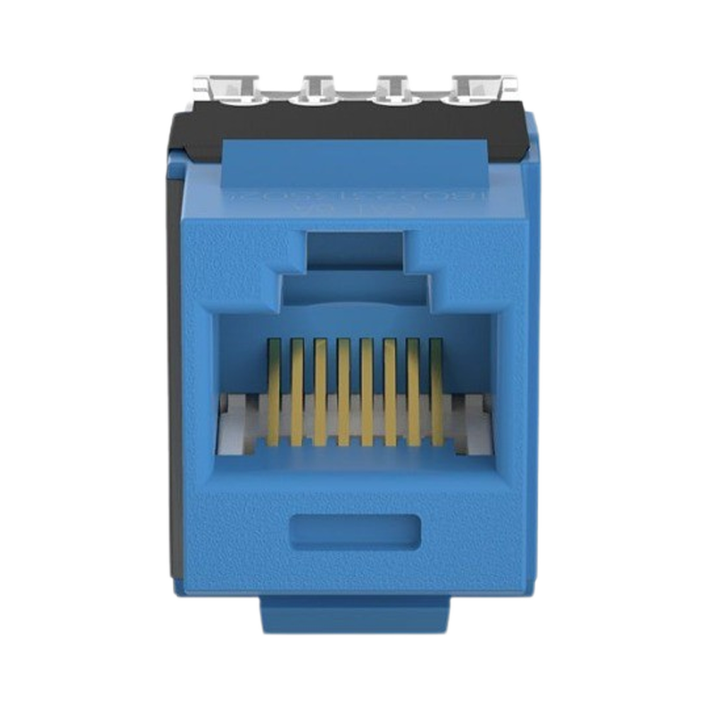 Conector Jack Estilo 110 (de Impacto), Tipo Keystone, Categoría 6A, de 8 Posiciones y 8 Cables, Color Azul