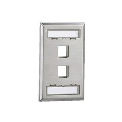 Placa de Pared Vertical, Salida Para 2 Puertos Keystone, Con Espacios Para Etiquetas, de Acero Inoxidable