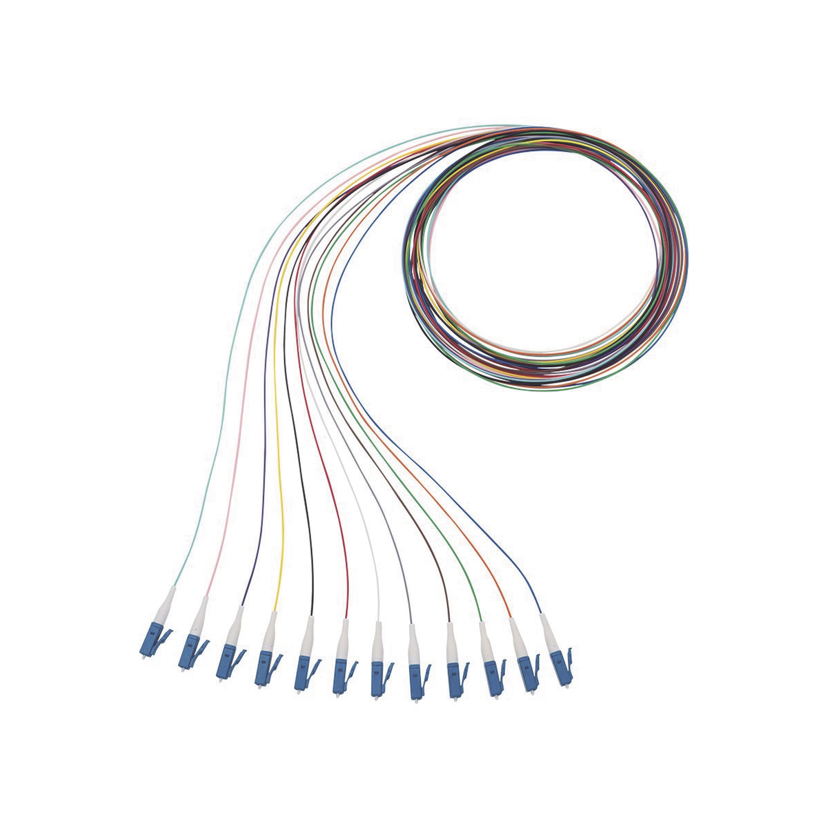 Kit de 12 Pigtails con Conector LC, Monomodo 9/125 OS2, 900um, de 1 Metro (3.28 Pies)