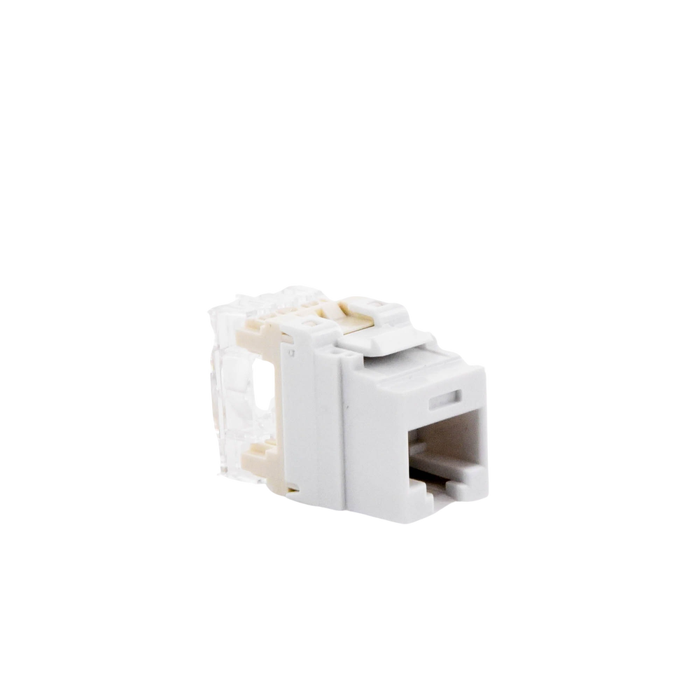 Conector Jack Estilo 110 (de Impacto), Tipo Keystone, Categoría 5e, de 8 Posiciones y 8 Cables, Color Blanco