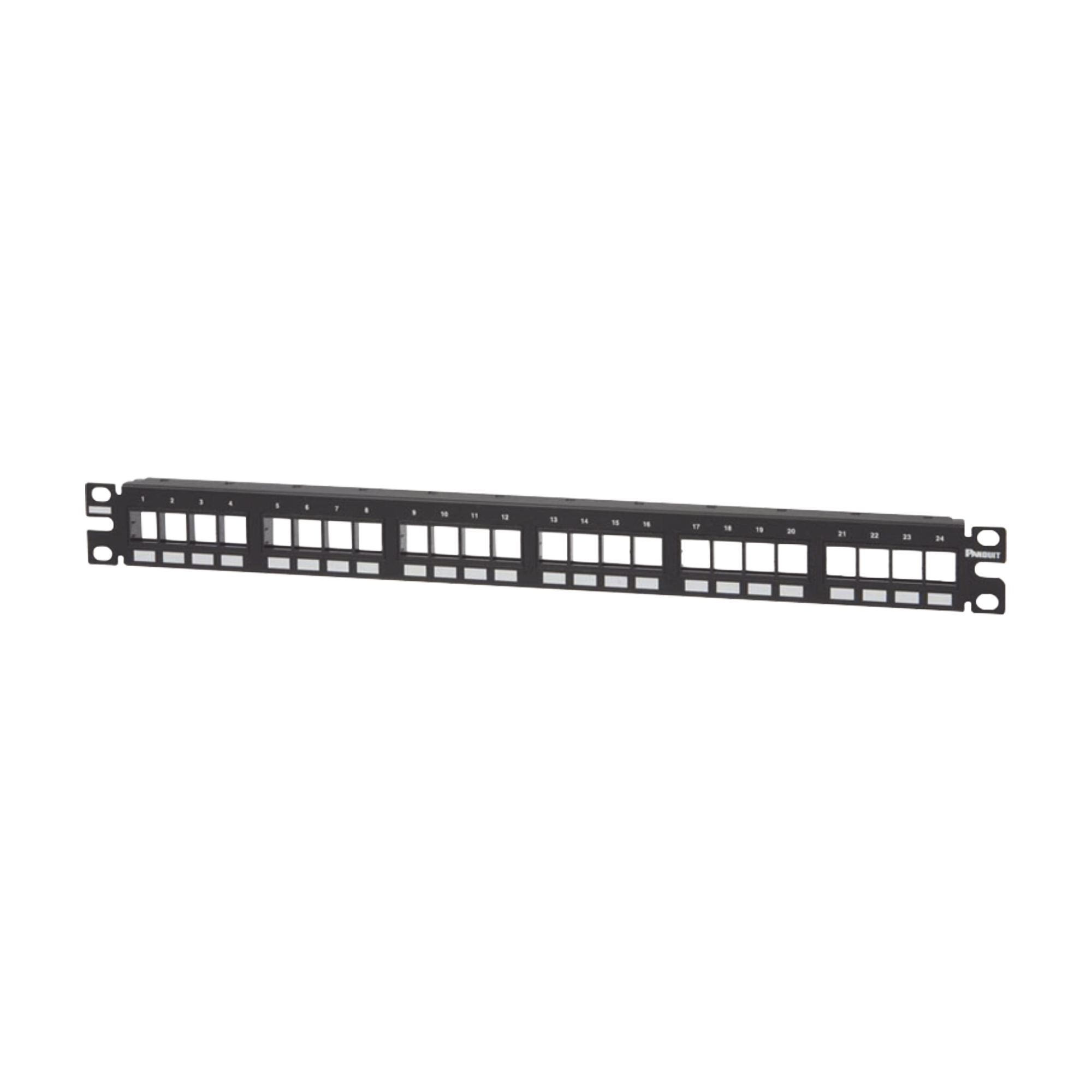 Panel de Parcheo Modular Keystone (Sin Conectores), Numerado y Espacio para Etiquetas, de 24 Puertos, 1UR