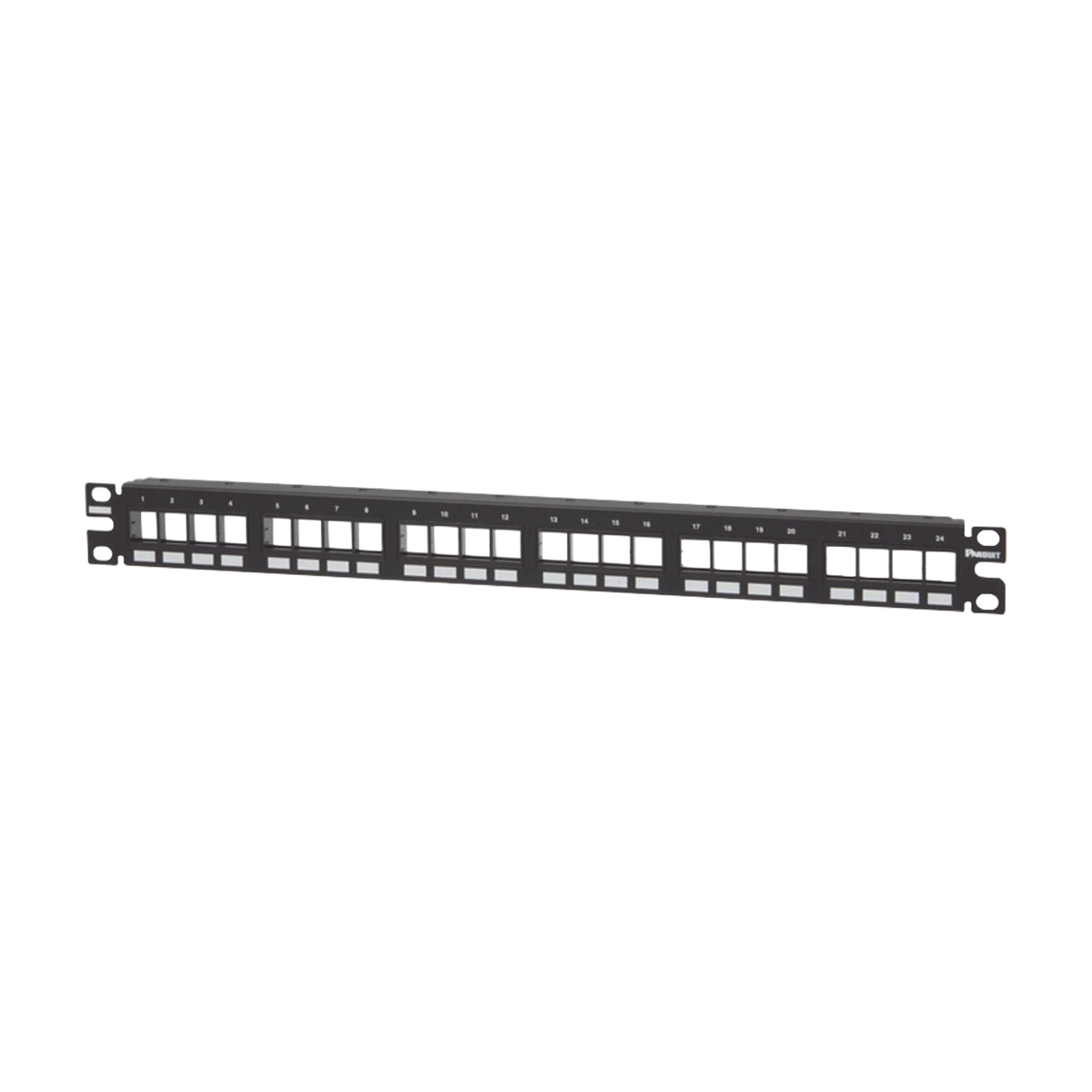 Panel de Parcheo Modular Keystone (Sin Conectores), Numerado y Espacio para Etiquetas, de 24 Puertos, 1UR
