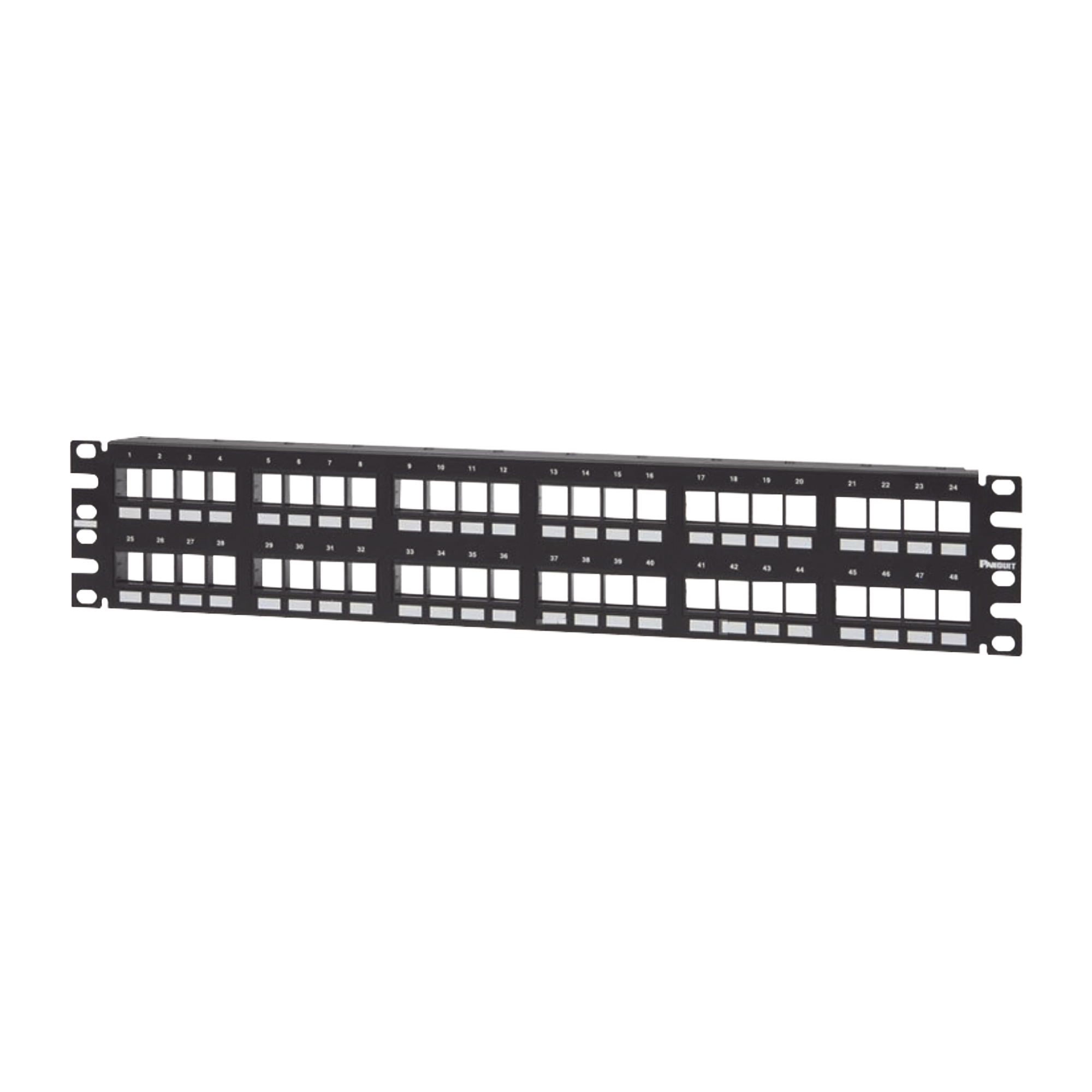 Panel de Parcheo Modular Keystone (Sin Conectores), Numerado y Espacio para Etiquetas, de 48 Puertos, 2UR