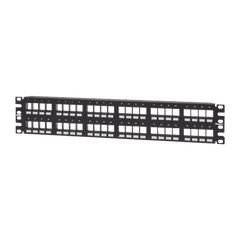 Panel de Parcheo Modular Keystone (Sin Conectores), Numerado y Espacio para Etiquetas, de 48 Puertos, 2UR