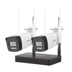 Kit IP Inalámbrico 4 Megapixel / NVS 4 Canales / 2 Cámaras Bala para Exterior con Lente 2.8 mm y Dual Light (30 mts IR + 30 mts Luz Blanca) / Audio Bidireccional (Micrófono y Bocina) / Soporta Micro SD de 512 GB