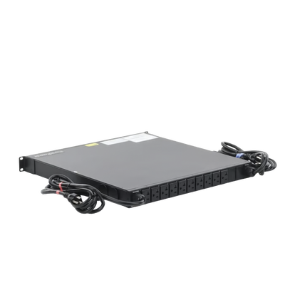 PDU Monitoreable de Transferencia Automática ATS (Fuente Redundante), Con 10 Salidas 5-15R, Enchufes de Entrada NEMA 5-15P, Instalación Horizontal de 19in, 1UR, 15 Amp, 120 Vca