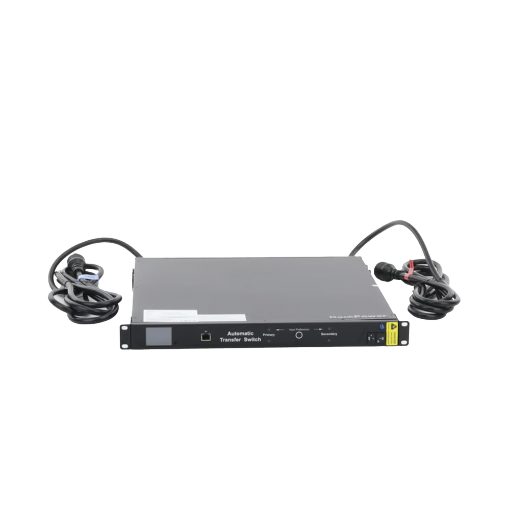 PDU Monitoreable de Transferencia Automática ATS (Fuente Redundante), Con 10 Salidas 5-15R,   Enchufes de Entrada L5-20P, Instalación Horizontal de 19in, 1UR, 20 Amp, 120 Vca