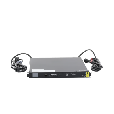 PDU Monitoreable de Transferencia Automática ATS (Fuente Redundante), Con 10 Salidas 5-15R,   Enchufes de Entrada L5-20P, Instalación Horizontal de 19in, 1UR, 20 Amp, 120 Vca