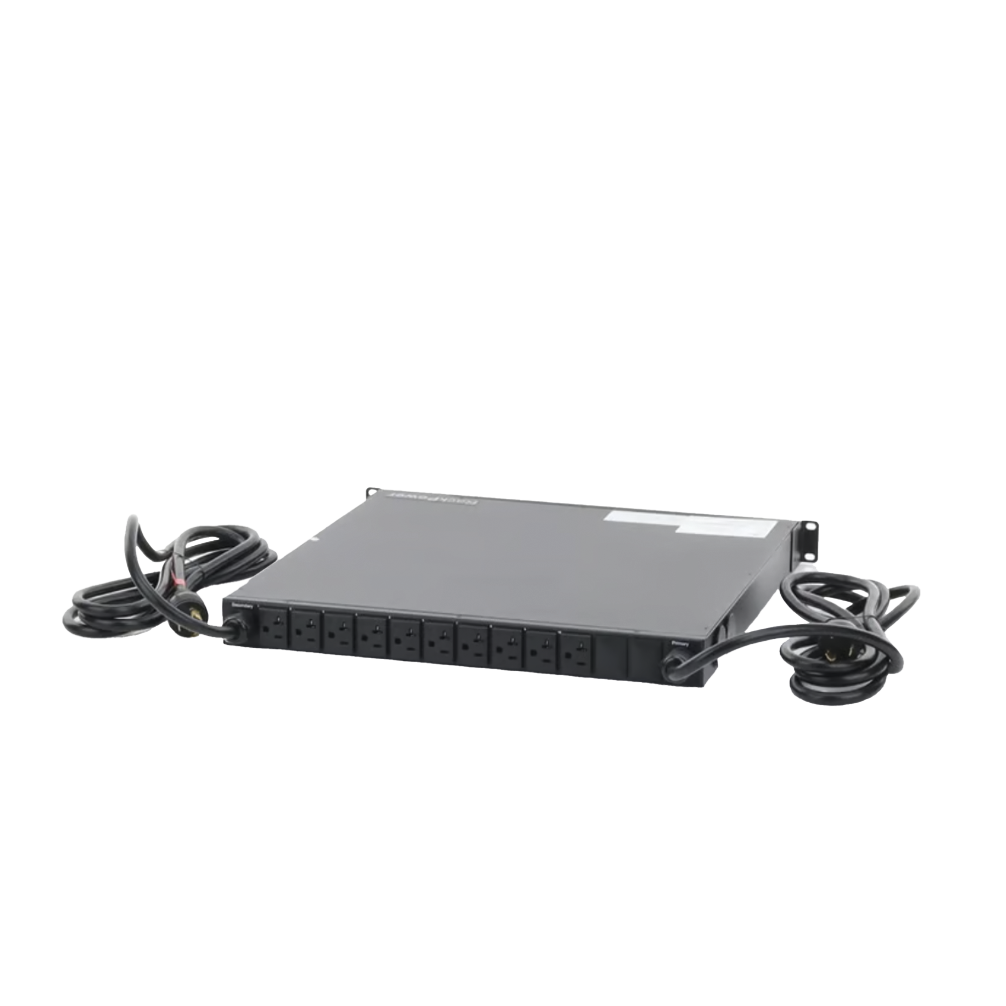 PDU Monitoreable de Transferencia Automática ATS (Fuente Redundante), Con 10 Salidas 5-15R,   Enchufes de Entrada L5-20P, Instalación Horizontal de 19in, 1UR, 20 Amp, 120 Vca