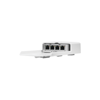 Switch PoE 24 V de Paso para Exterior con 4 Puertos Gigabit (1 PoE In, 3 PoE Out) NanoSwitch
