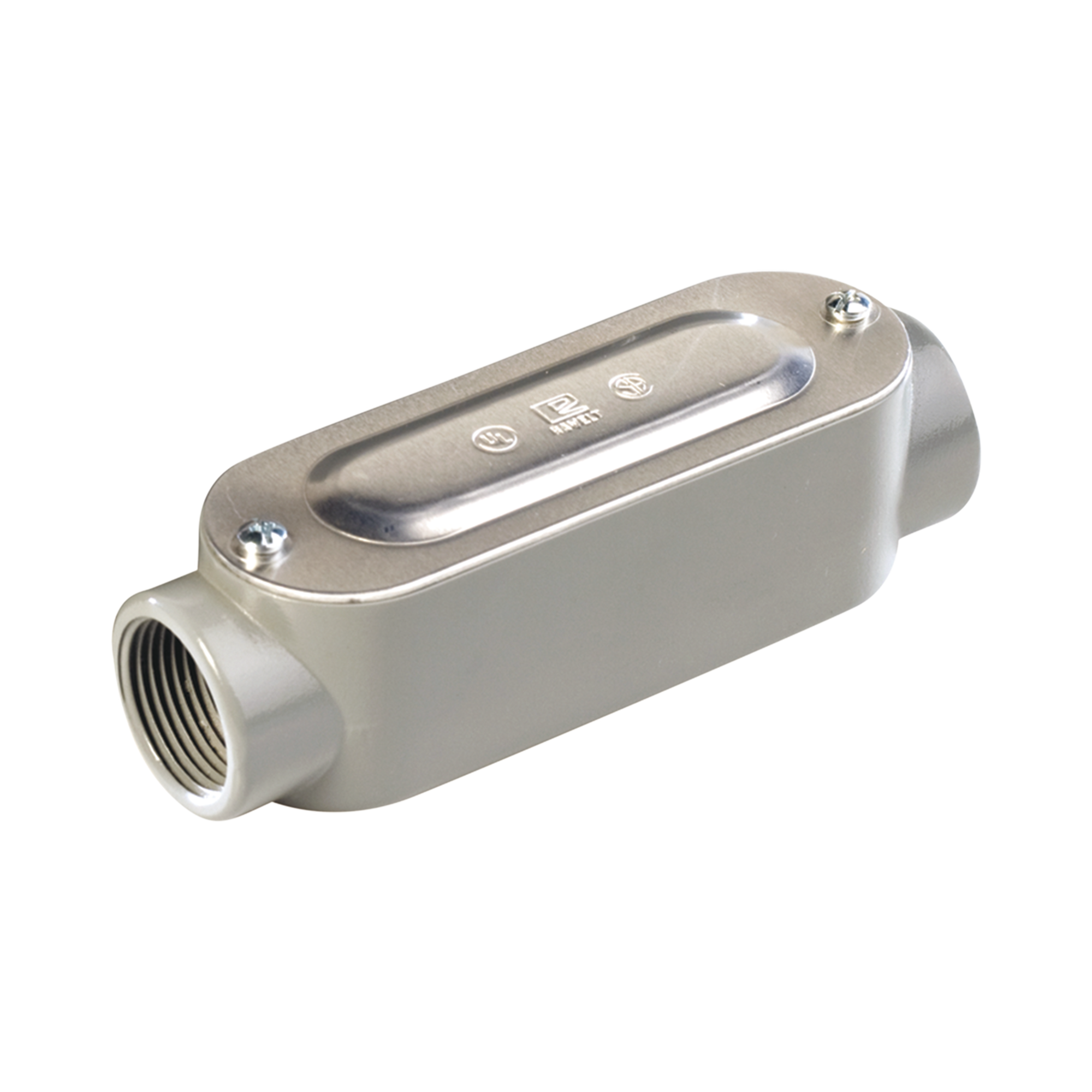 Caja oval roscada tipo C de 2" (50.8 mm) Incluye tapa y tornillos.