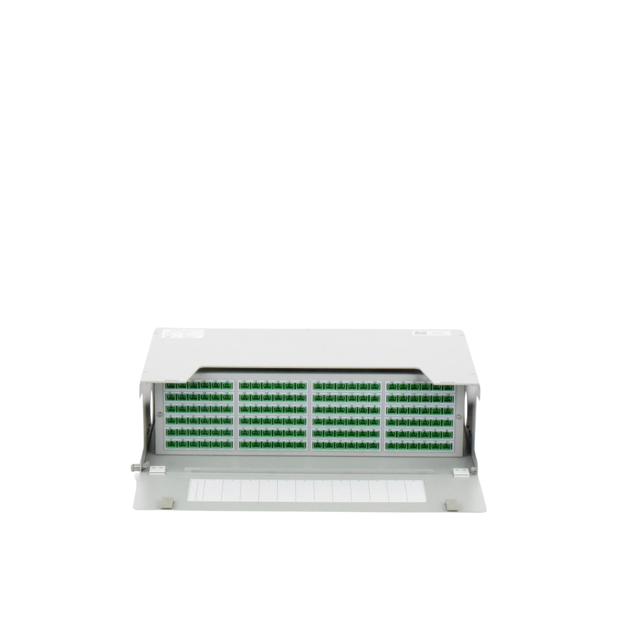 Distribuidor de Fibra Óptica para 144 Empalmes, con 144 Acopladores SC/APC y 144 Pigtails SC/APC, 19, 3 UR