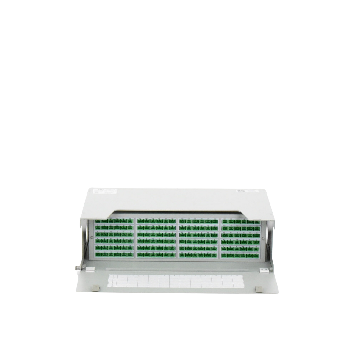 Distribuidor de Fibra Óptica para 144 Empalmes, con 144 Acopladores SC/APC y 144 Pigtails SC/APC, 19, 3 UR