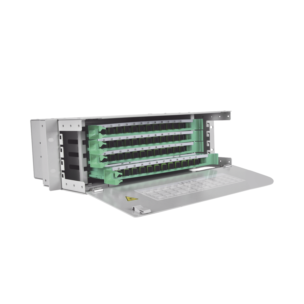 Distribuidor de Fibra Óptica para 48 Empalmes, con 48 Acopladores SC/APC y 48 Pigtails, 19, 3 UR