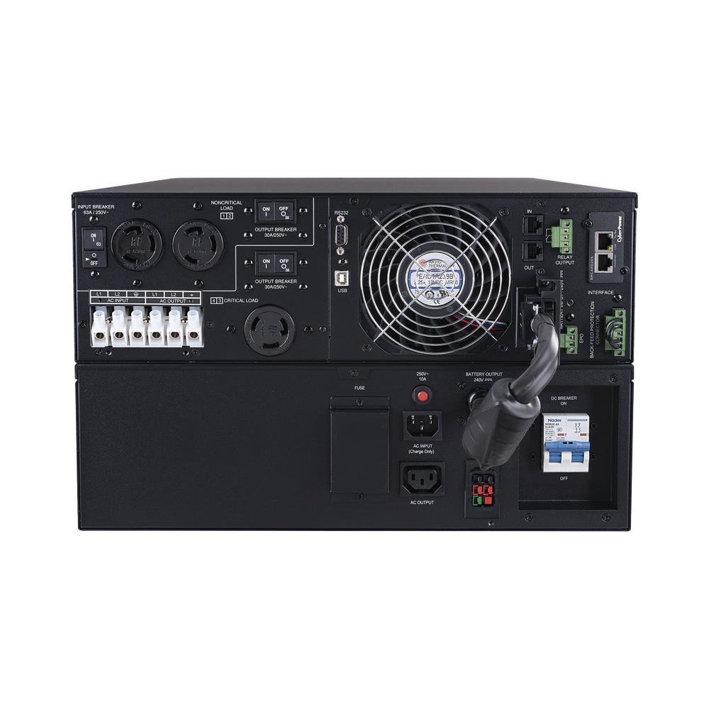 UPS de 10000 VA/10000 W, Online Doble Conversión, 200 - 240 Vac de Entrada, 200 - 240 Vac de Salida, Terminal Hardwired, Onda Senoidal Pura, Torre o Rack de 6 UR, Con 3 Tomas NEMA L6-30R