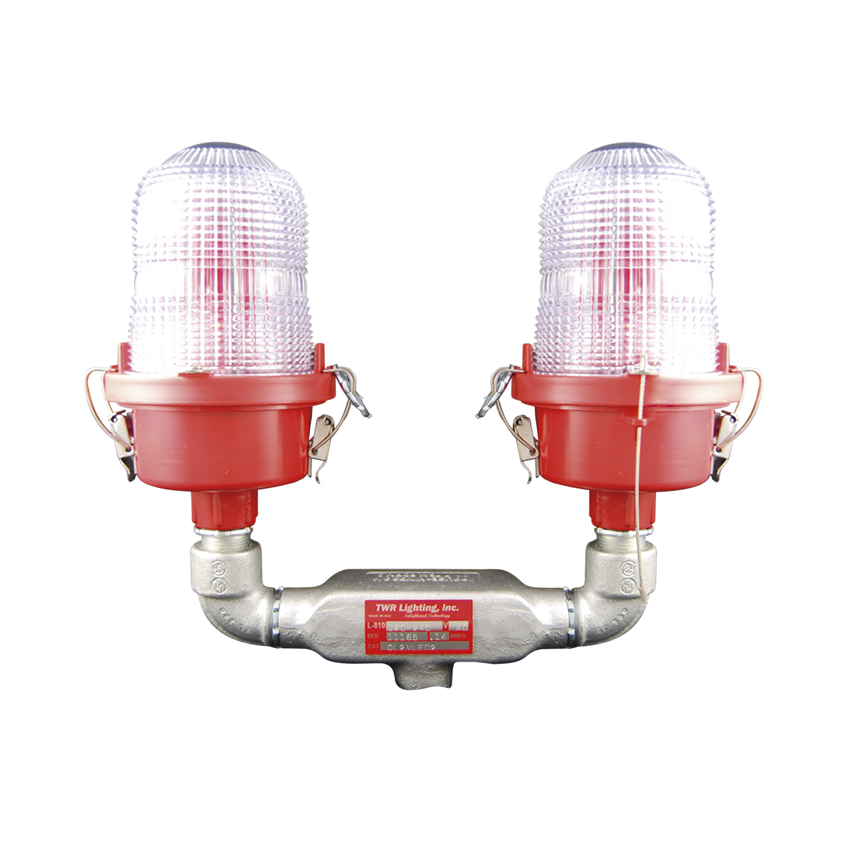 Lámpara de Obstrucción Roja Certificada/ Luz Fija Tipo L-810 Doble LED/ 120 - 240 Vca/ Luz Infraroja