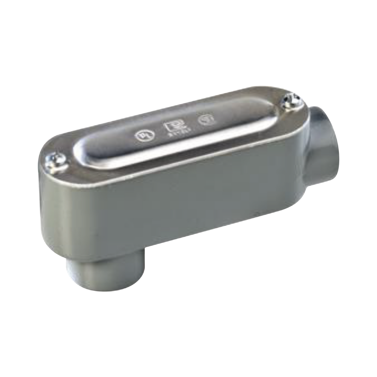 Caja oval roscada tipo LB de 2 1/2"  L (50.8 mm) Incluye tapa y tornillos.