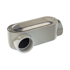 Caja oval roscada tipo LR de 1 1/2" (38.1 mm) Incluye tapa y tornillos.