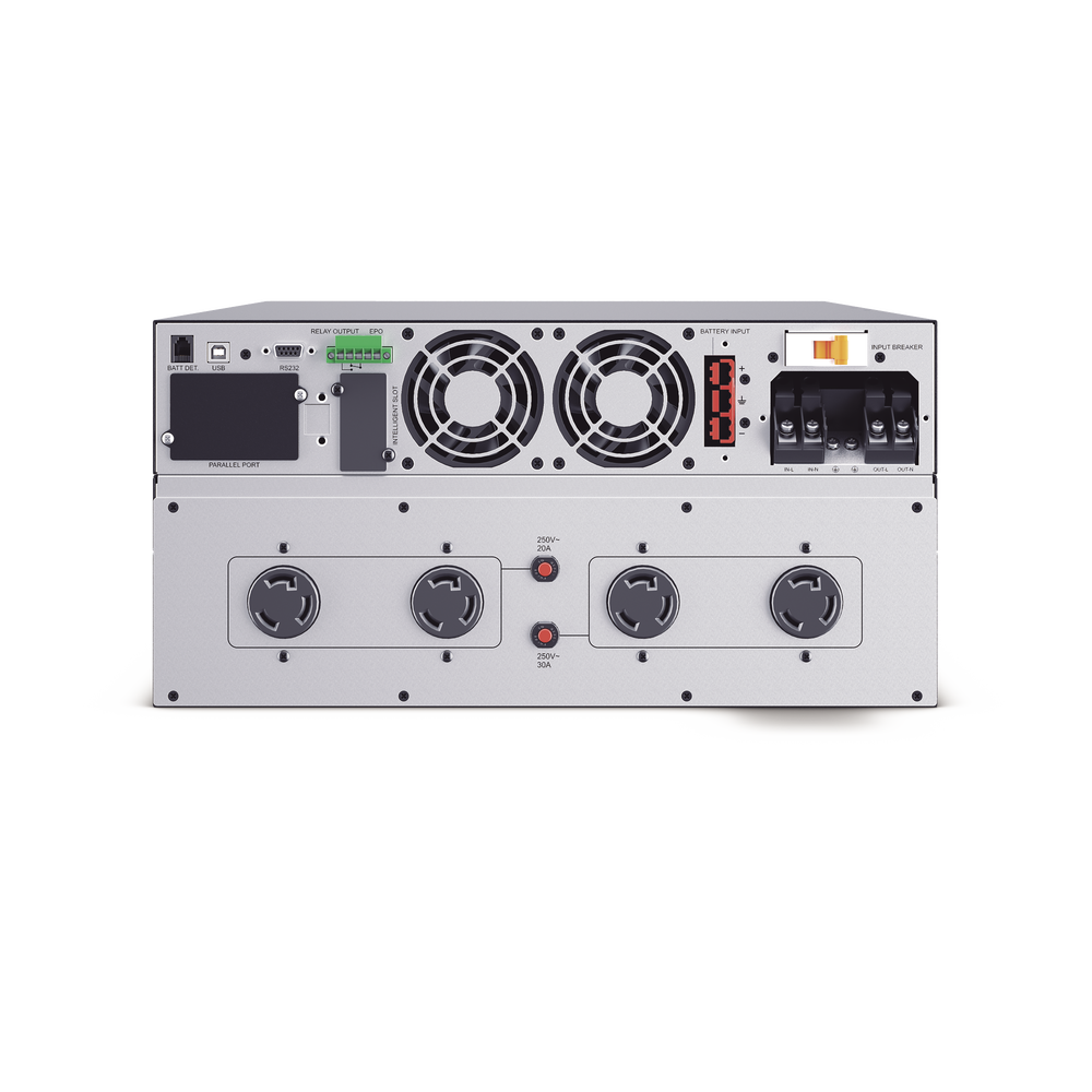 UPS de 6000 VA/5400 W, Online Doble Conversión, 200 - 240 Vac de Entrada Hardwire, Onda Senoidal Pura, Torre o Rack de 6 UR, Con 2 Tomas NEMA L6-20R y 2 NEMA L6-30R