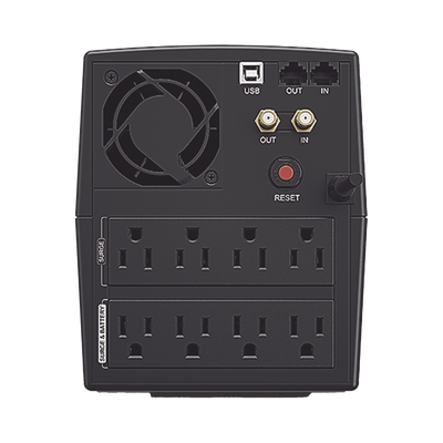 UPS de 1500 VA/900 W, Topología Línea Interactiva, Entrada 120 Vca NEMA 5-15P, y 8 Salidas NEMA 5-15R, Con Regulador de Voltaje (AVR)
