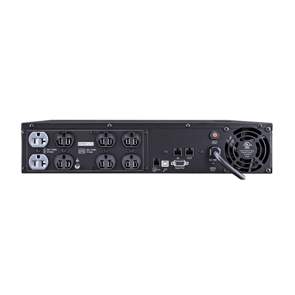 UPS 2000 VA/1540 W, Topología Línea Interactiva, Entrada 120 Vca NEMA 5-20P, Onda Senoidal Pura, Torre o Rack 2 UR, Con 2 Tomas NEMA 5-20R y 6 NEMA 5-15R